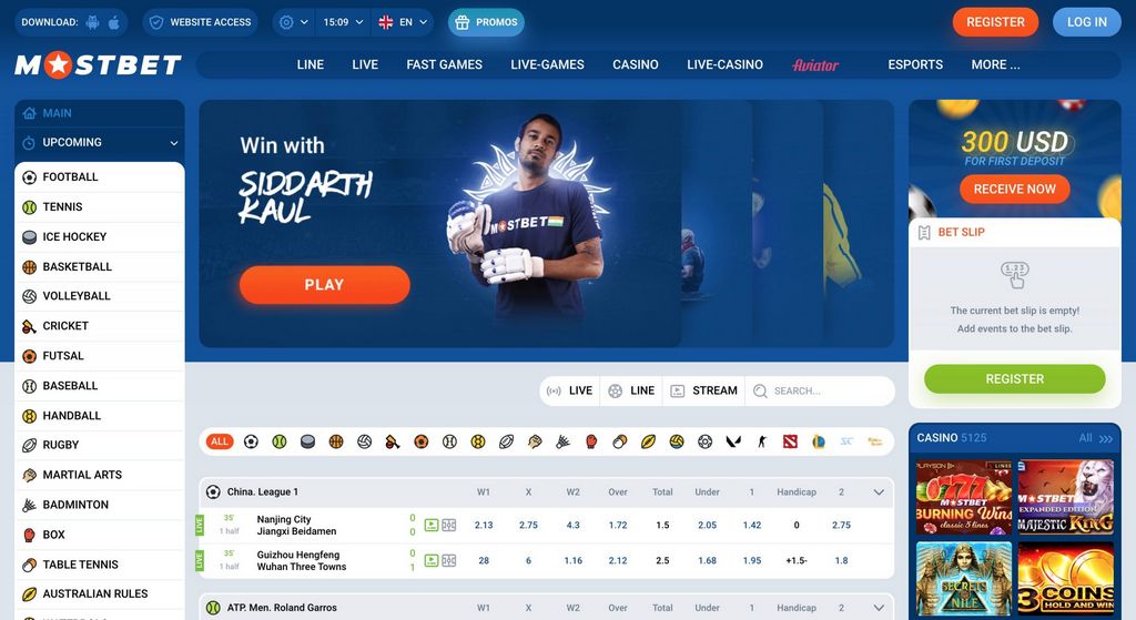 Opções de apostas esportivas da Mostbet